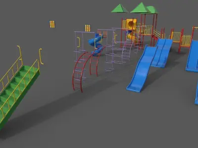 PBR Playground Outdoor Jungle Gym 17 Low-poly 3D model