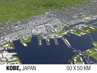 Kobe Japan 50x50km 3D model