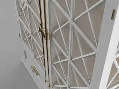 commode cabinet with glass doors and drawers Low-poly 3D model