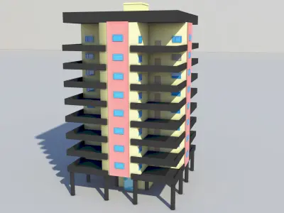 Apartment Buildings Low Poly Collection Low-poly 3D model