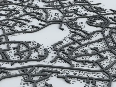 Fiji Road Networks Streets and Buildings 3D model