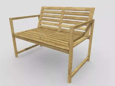 Bench Low-poly 3D model 4