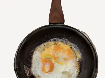 Fried egg in a frying pan 3D print model