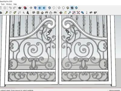 3d model of iron gate art exterior villa architecture 3D model