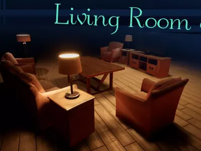 Living Room Set Low-poly 3D model