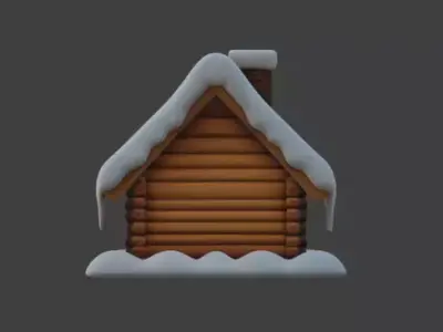 Stylized Christmas Gingerbread House 3D Model Low-poly 3D model