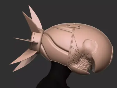 Sci-Fi Alien Helmet High Detail 3D print model