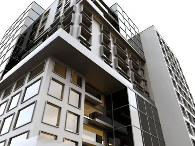 Residential building 01 Low-poly 3D model
