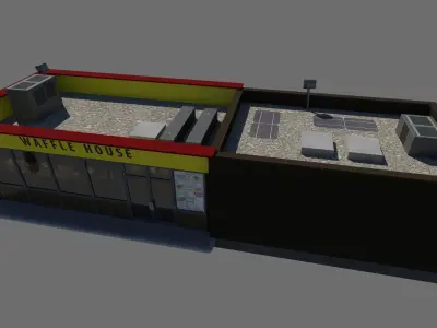 Waffle House - realistic PBR textured low-poly model  Low-poly 3D model