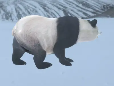 Panda bear in snow Low-poly 3D model