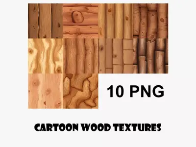 Cartoon Wood Textures Pack 45 - 10x PNG  Texture