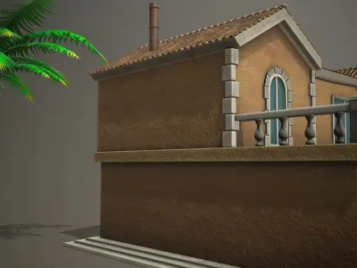 Stylized Tropical Beach Building Low-poly 3D model