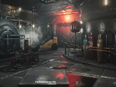 Modular Factory interior Kit Low-poly 3D model