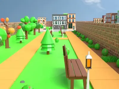 Low Poly City Day Pack Low-poly 3D model