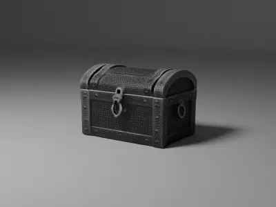 Wooden box chest and barrel set Free 3D model