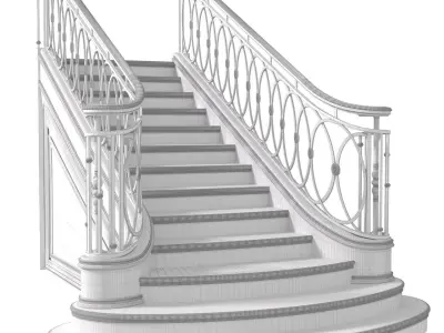 Classic marble stair in Art Deco style 3D model