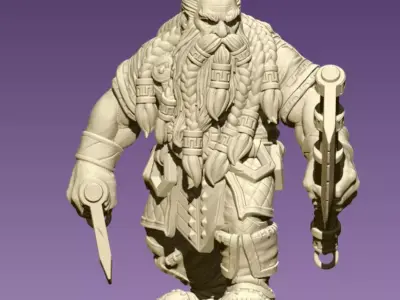 Dwarf with axes 3D print model