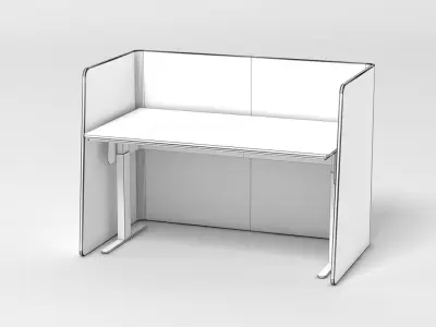 Office Desk in Cubicle Low-poly 3D model