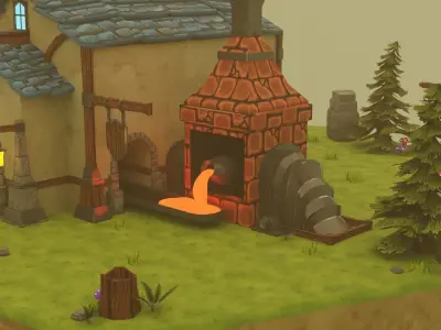 Medieval Blacksmith Low-poly 3D model