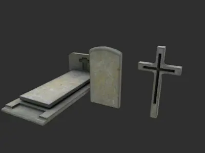 Gravestones Low-poly 3D model