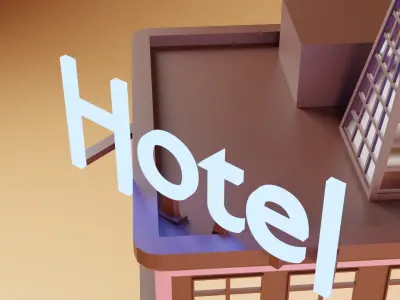 Low Poly Hotel Building Free low-poly 3D model