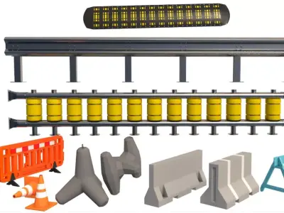 Road Barriers Collection 3D model