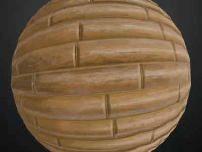 Natural Bamboo Planks Wall PBR Seamless Texture