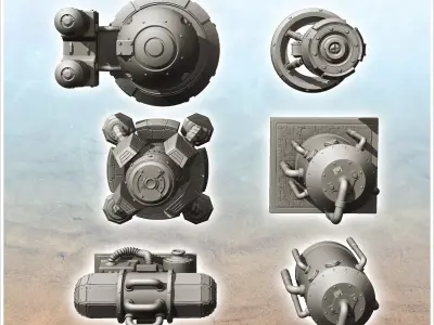 Set of six futuristic industrial machines 7 - Future Sci-Fi SF P 3D print model