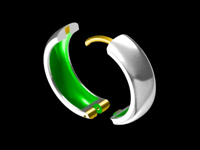 ultra light Women Diamond Huggie Earring Jewelcad Render 6 model 3D print model