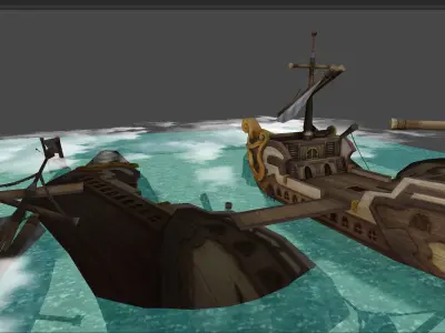 Casual Tiny Environment - Shipboard Battle Low-poly 3D model