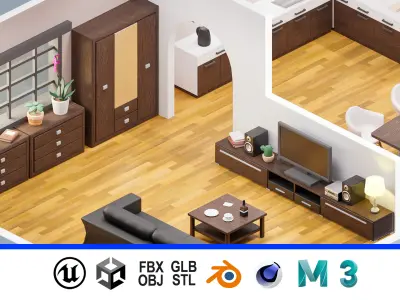 Room 40 Low-poly 3D model