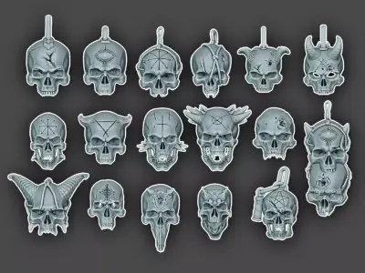 Chaos Space Marines Skulls Set  3D print model