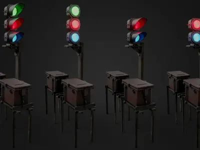Subway Traffic Light Low-poly 3D model