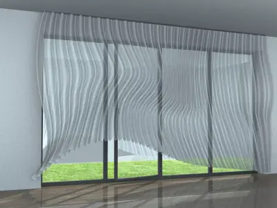 Windy Curtain in the House 3D model