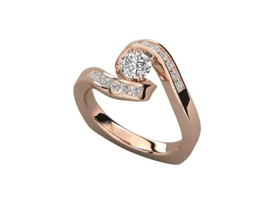 Women Light Weight Solitare Diamond Wedding Ring   15 3D print model