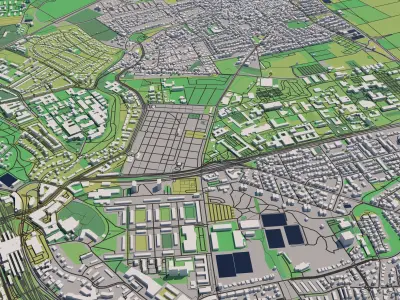 Mainz Germany 30x30km City Map 3D model
