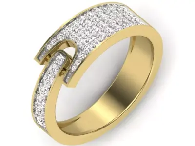 light weight  Yellow gold diamond rings-PR-480-DIA 3D print model