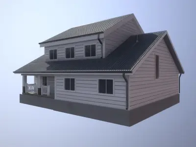 Modern Suburban House 1 Low-poly 3D model