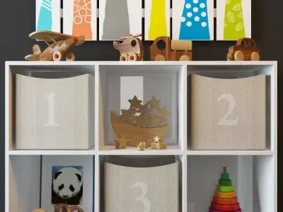 Toy set baby boy nursery wall art 3D model
