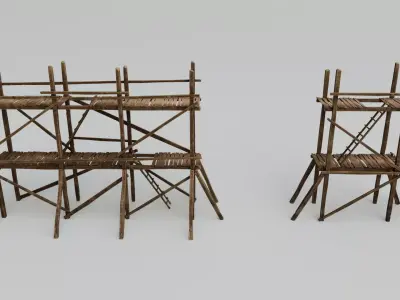 Medieval Wooden Scaffolding Low-poly 3D model