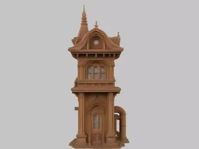 Steampunk Tower 3D Model Low-poly 3D model