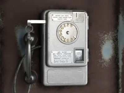 Dirty Telephone booth with payphone AMT-47 3D model