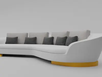 Sofa 3d model with gold legs 3D model