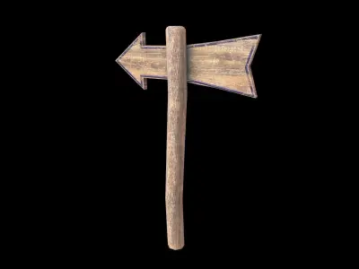 Signpost8 wooden sign with arrow Low-poly 3D model