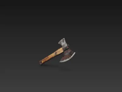 Realistic rusty axe 3D model