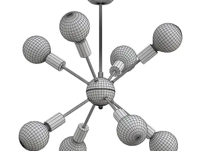 vitaluce-v4336-1-8pl modern chandelier with six light bulbs 3D model