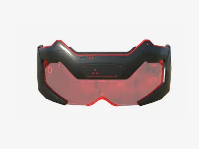 SciFi Glasses F05 Black Red - Character Design Fashion Low-poly 3D model