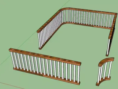 Wooden Railing 3D model