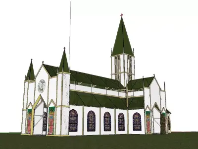 Architecture-Religion-God-Culture-Temple-098 church with roof 3D model