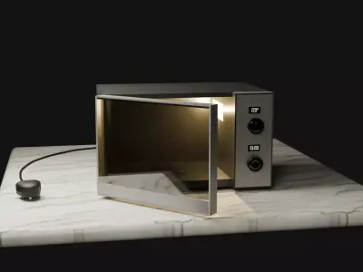 Modern Microwave Oven 3D Model  Silver and Matte Black Low-poly 3D model